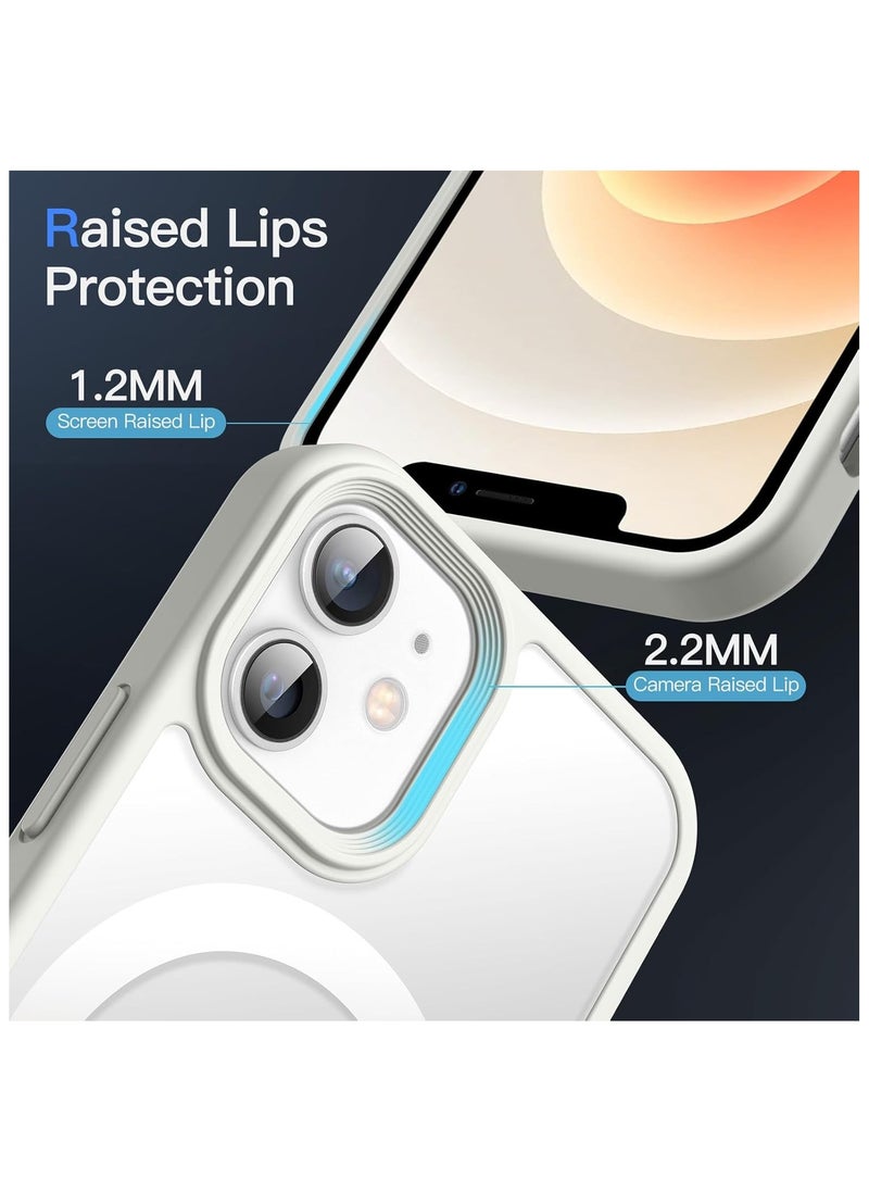 Denx - Matte Magnetic case for iPhone 11 , High Grade Drop Protection with Shockproof Strip, Translucent Matte Back Phone Case (White) - Image 1