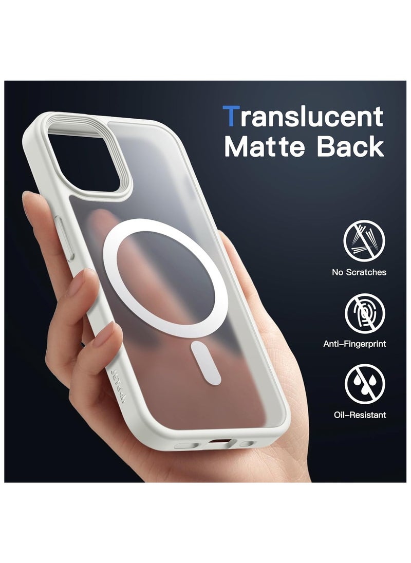 Denx - Matte Magnetic case for iPhone 11 , High Grade Drop Protection with Shockproof Strip, Translucent Matte Back Phone Case (White) - Image 1