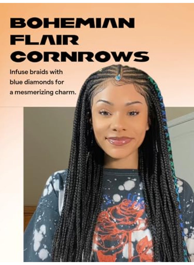 GORGIUS Braided Lace Front Wig 12x5 Knotless Micro Braided Wigs Glueless Box Braid Wig Pre Handmad Middle Parted Synthetic Cornrow Wig 24 Inch Natural Black Braiding Hair - Image 3