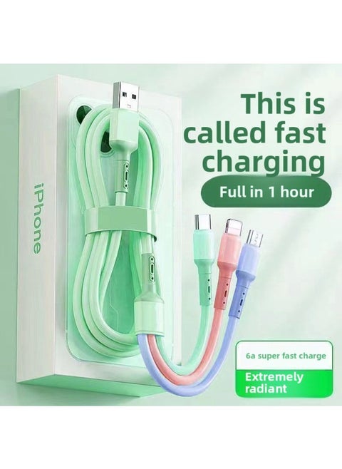 6A Fast Charging Three-in-one Charging Line Mobile Phone For Huawei VIVO Millet OPPO One Drag Three Data Line Length-Color:Colorful Line [third Generation Upgrade] Display - Fast Charging - Official Certification [1- 0.1m] Damage Guarantee Within Three Years