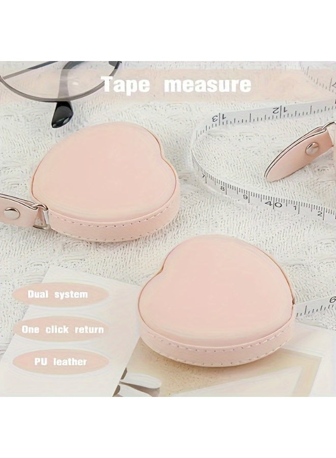 شريط قياس Cortex على شكل قلب - شريط قياس صغير قابل للسحب تلقائيًا، 1.5 متر/60 بوصة - مسطرة تلسكوبية محمولة لقياس الملابس r لقياسات الملابس، مسطرة ناعمة للخياط، مسطرة متر - Image 2