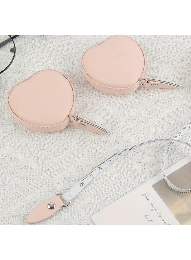 شريط قياس Cortex على شكل قلب - شريط قياس صغير قابل للسحب تلقائيًا، 1.5 متر/60 بوصة - مسطرة تلسكوبية محمولة لقياس الملابس r لقياسات الملابس، مسطرة ناعمة للخياط، مسطرة متر - Image 1