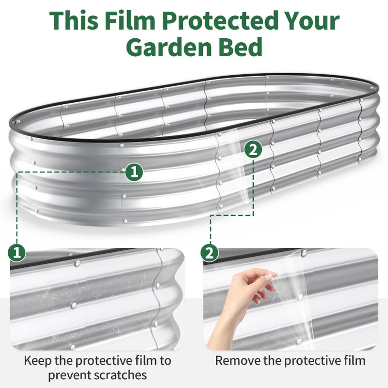 Kesfitt Raised Garden Bed, 6x3x1 FT Galvanized Steel Metal Raised Garden Bed, Oval Open-Bottom Design, 12-Inch Deep for Outdoor Vegetable & Herb Gardening, Silver - Image 5