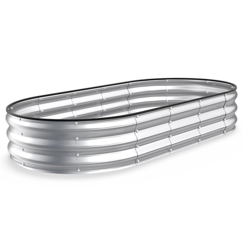 Kesfitt Raised Garden Bed, 6x3x1 FT Galvanized Steel Metal Raised Garden Bed, Oval Open-Bottom Design, 12-Inch Deep for Outdoor Vegetable & Herb Gardening, Silver - Image 1