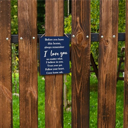 FUGWN Before You Leave This Home Always Remember I Love You Hanging Wooden Sign 8x10, Entryway Wall Decor, Motivational Inspirational Home Decor (Navy Blue) - Image 5