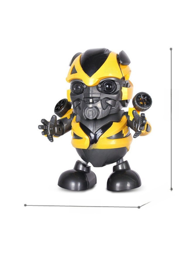 Dancing Iron Man Bumblebee Flip Singing Light Music Electric Robot Stall Toys Wholesale-Color:988-2 Dancing Steel Doll-Open Face (3 Batteries) - Image 5