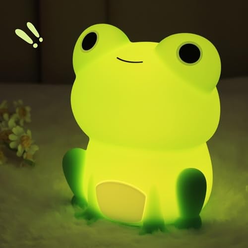 OkiyiD Frog Night Light for Nursery, Rechargeable Dimmable Bedside Lamp with Touch Control(ABS+SIL), Portable Kids Gift for Girls, Boys, Babies - Image 2