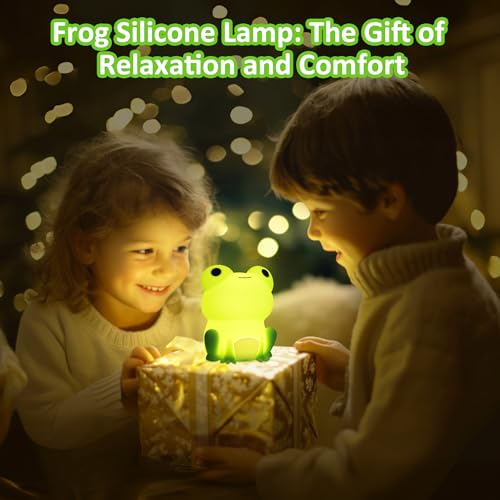 OkiyiD Frog Night Light for Nursery, Rechargeable Dimmable Bedside Lamp with Touch Control(ABS+SIL), Portable Kids Gift for Girls, Boys, Babies - Image 3