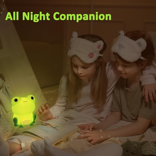 OkiyiD Frog Night Light for Nursery, Rechargeable Dimmable Bedside Lamp with Touch Control(ABS+SIL), Portable Kids Gift for Girls, Boys, Babies - Image 4