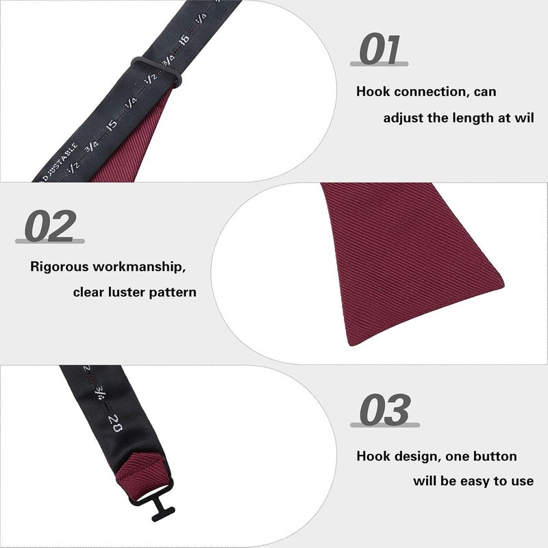 pensee Mens Solid Bowtie Woven Self Tie Bow Ties Tuxedo & Wedding Bowties - Image 4