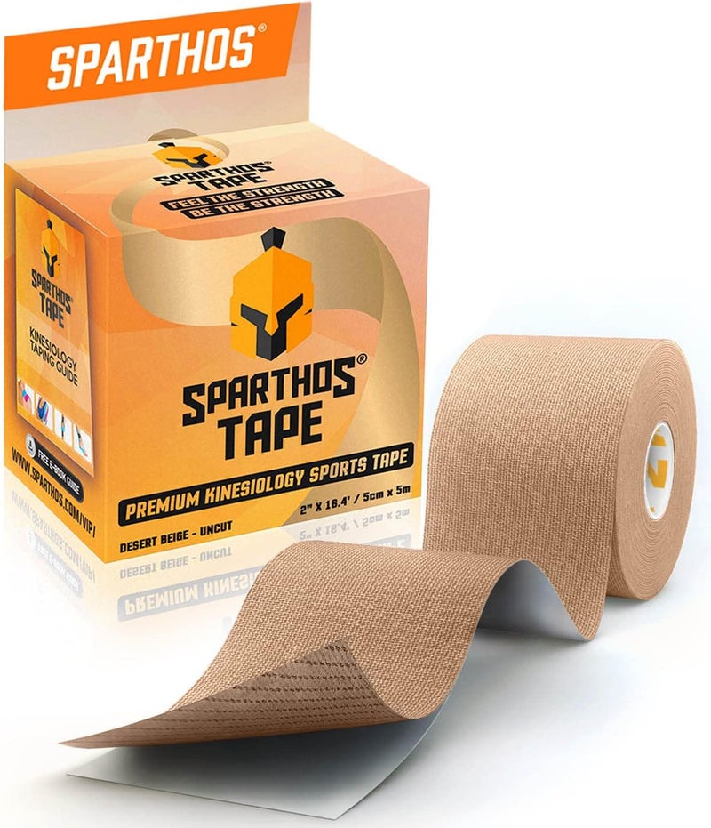 Sparthos شريط كينيسيولوجي سبارثوس دعم مذهل للرياضات والأداء الرياضي والتعافي دليل مجاني لتطبيق الشريط الكينيسيولوجي لفة غير مقطوعة 2 بوصة × 164 قدم - Image 1