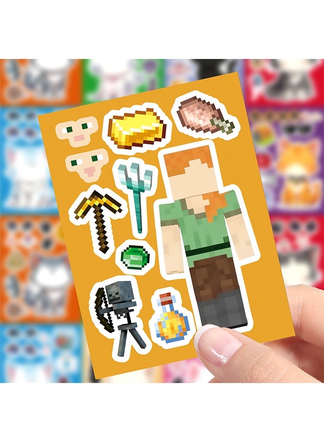 MINECRAFT Stickers for Kids 8 Sheets Make a Face Stickers, DIY Craft Set for Party Favors, Birthday Gifts, Art Projects, and Fun Activities, Miner Gaming Theme Stickers for Boys and Girls - Image 5