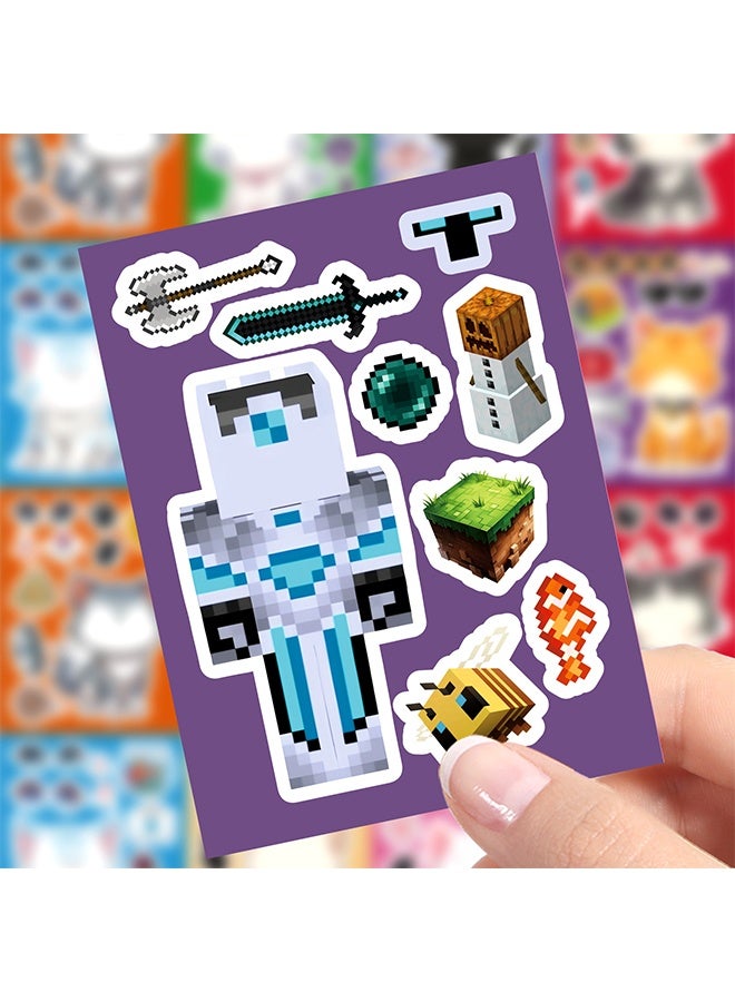 MINECRAFT Stickers for Kids 8 Sheets Make a Face Stickers, DIY Craft Set for Party Favors, Birthday Gifts, Art Projects, and Fun Activities, Miner Gaming Theme Stickers for Boys and Girls - Image 3