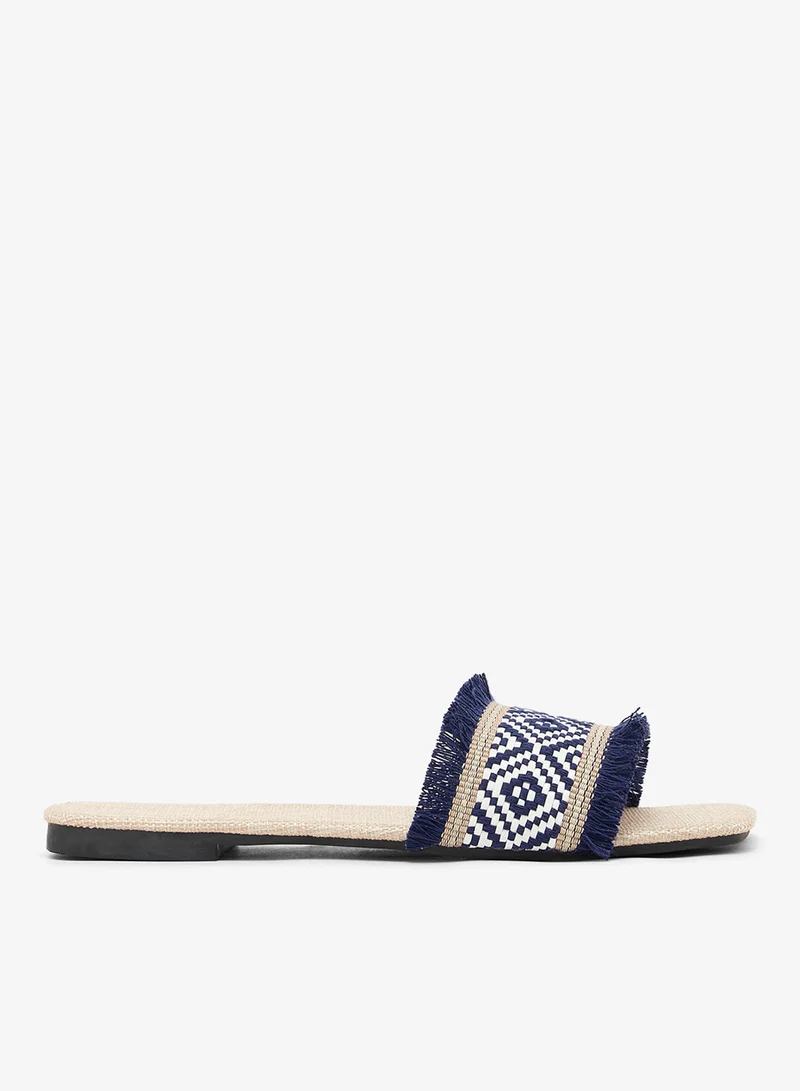 Fringe Detail Flat Sandals