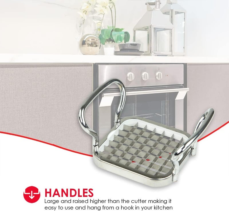 Home Basics Stainless Steel French Fry Cutter, Silver | Hand Cut Potatoes for French Fries | Cut Veggies | Durable Cutter - Image 5