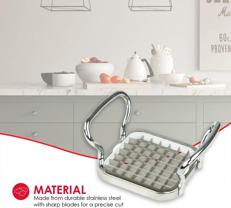 Home Basics Stainless Steel French Fry Cutter, Silver | Hand Cut Potatoes for French Fries | Cut Veggies | Durable Cutter - Image 2