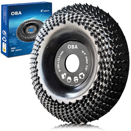 OBA Grinder Wheel Disc 4 Inch Wood Shaping Wheel, Wood Grinding Shaping Disk for Angle Grinders with 5/8” Arbor - Image 1