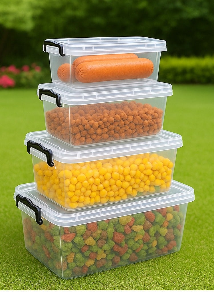 Plastic refrigerator container set for food preservation - transparent - code 9002 - 4 pieces  - Image 1
