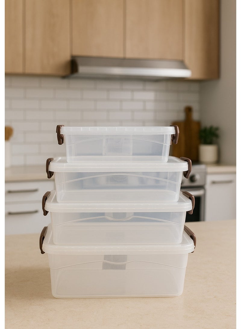 Plastic refrigerator container set for food preservation - transparent - code 9002 - 4 pieces  - Image 2