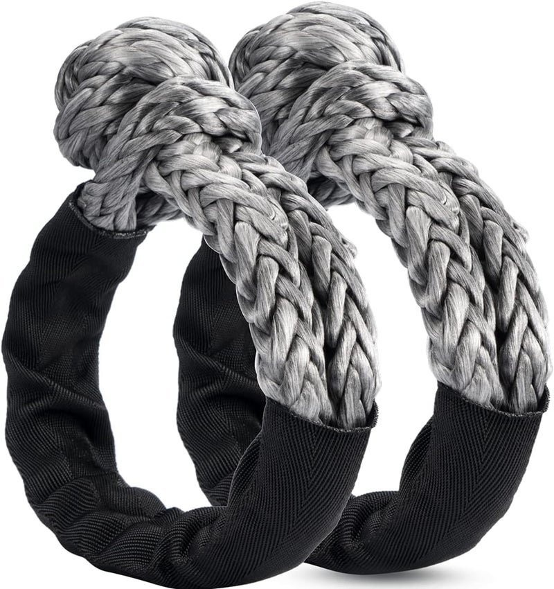 SCHTUMPA Soft Shackle Synthetic Road Recovery Rope 7/16' X 22 Inch (57,000LBS) Breaking Strength for Sailing SUV ATV 4X4 Truck Jeep 2 Pack -Safer Than Metal Shack, Metallic Black - Image 1