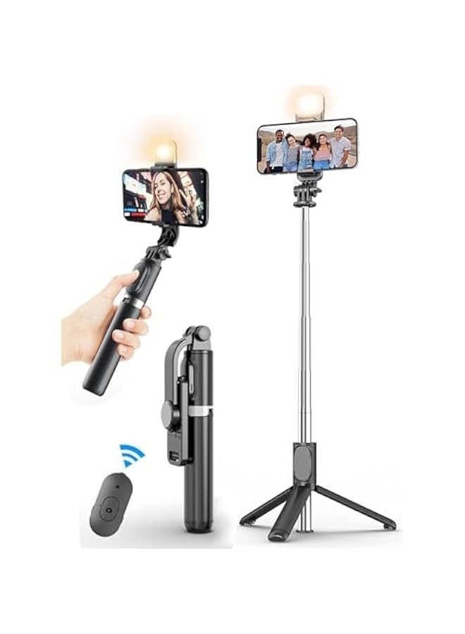 Selfie Stick Tripod with Detachable Wireless Remote, 4 in 1 Extendable Portable Selfie Stick & Phone Tripod Stand Compatible with Gopro, iPhone/Samsung/Huawei