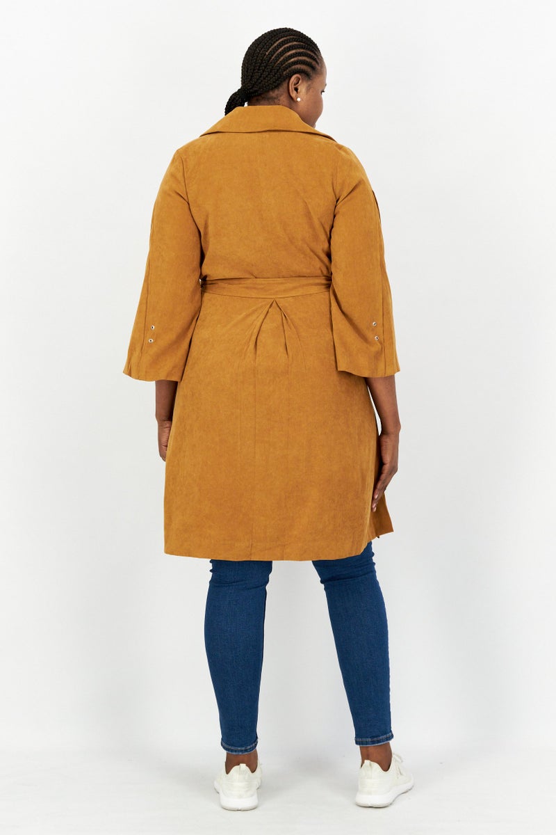 VERO MODA معطف ترينش نسائي سادة، بني - Image 3