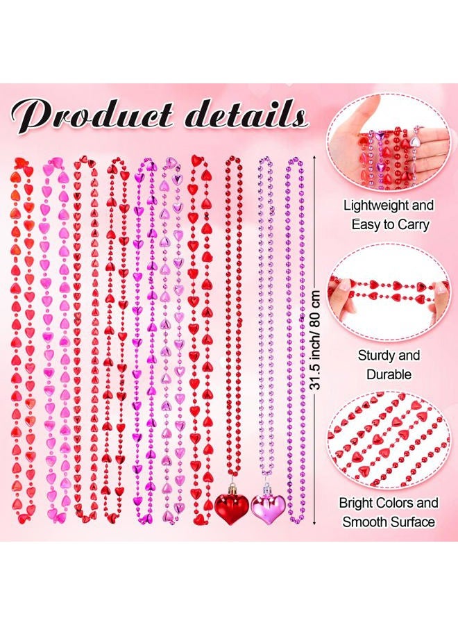 Loetere 240 Pcs Valentine's Day Heart Shaped Bead Necklace Bulk Pink Red Heart Bachelorette Party Necklaces for Valentine's Day Accessories Bachelorette Party Decorations Gift, 6 Styles - Image 2