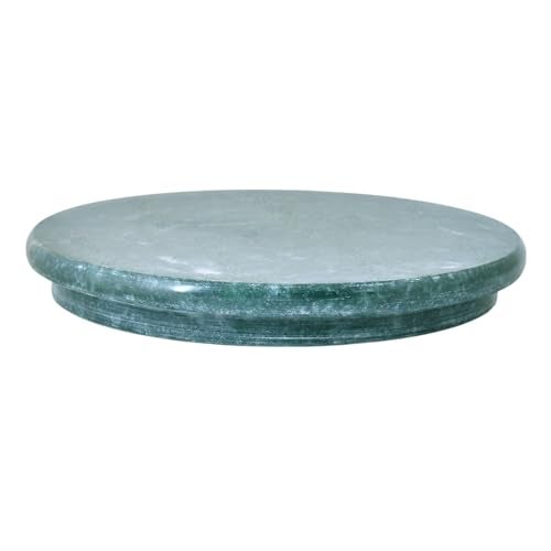 VISMAY'S VISMAY’S Marble Chakla with Wooden Belan Set 9 Inch Green Natural Stone Rolling Board and 12 Inch Wooden Rolling Pin for Roti Paratha Chapati Food Safe Non Slip (Set of 2) - Image 5