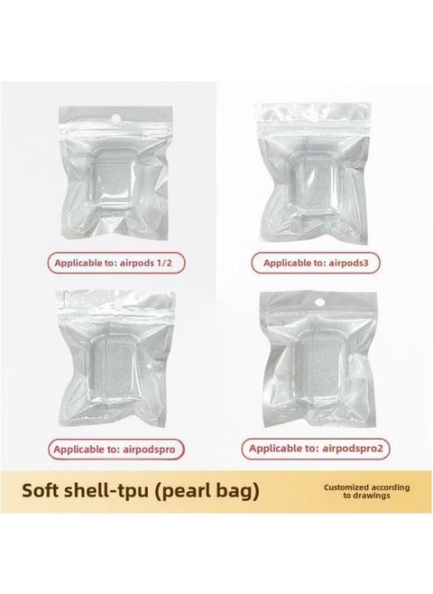 For Apple Headset Airpods4 Wireless Bluetooth Protective Cover TPU Transparent Material-Color:Tpu Soft Shell + Pearlescent Bag-Applicable Models:Fifth Generation=pro2: No Ears