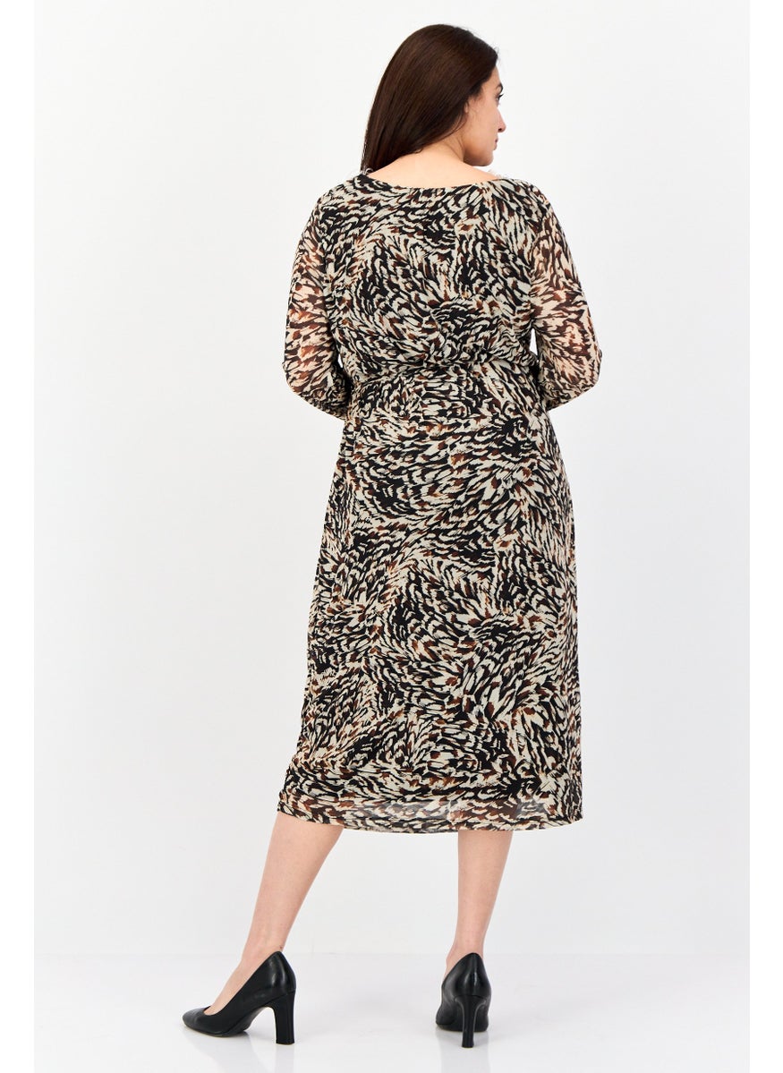 Kathy Ireland Women Allover Print Tie Detail Midi Dress, Multicolor  - Image 2