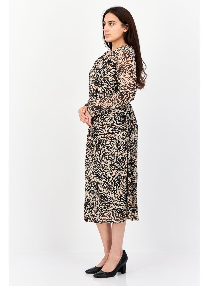 Kathy Ireland Women Allover Print Tie Detail Midi Dress, Multicolor  - Image 4