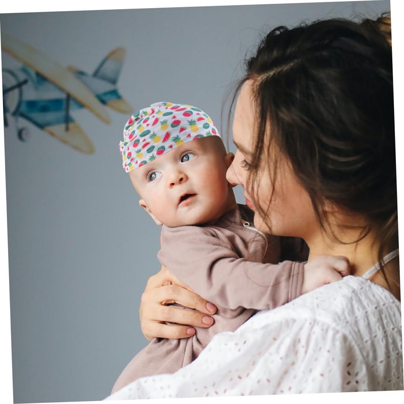Kids Turban Hat Set 2pcs Elastic Comfortable Beanie For Infants Breathable Creative Printing Baby Headwear Everyday Use Multi Color - Image 5