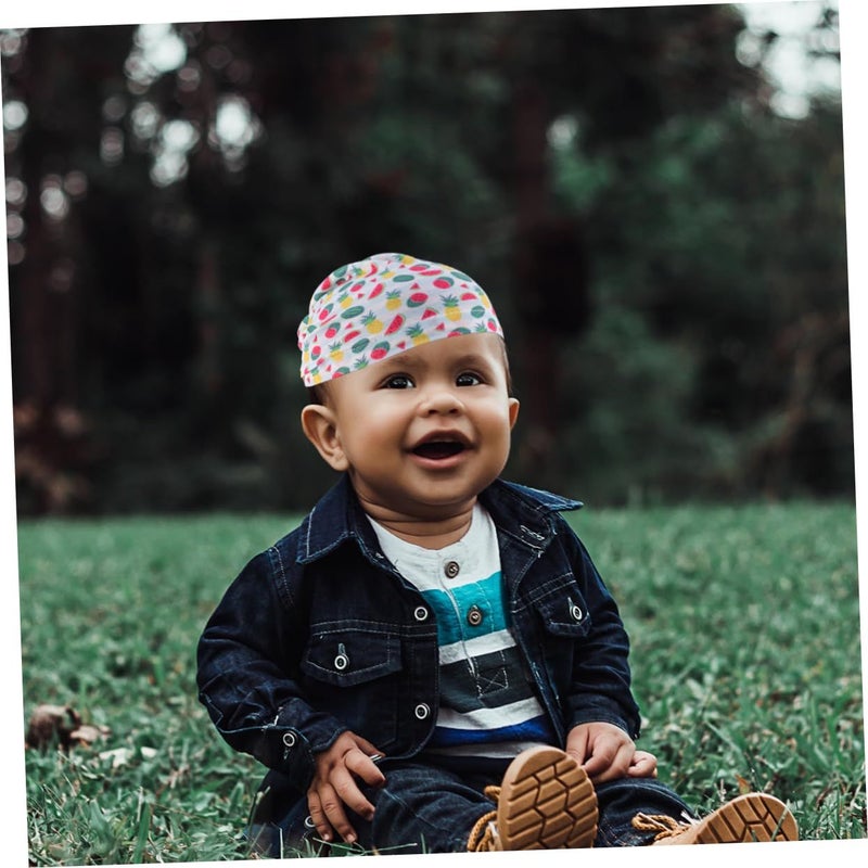 Kids Turban Hat Set 2pcs Elastic Comfortable Beanie For Infants Breathable Creative Printing Baby Headwear Everyday Use Multi Color - Image 4