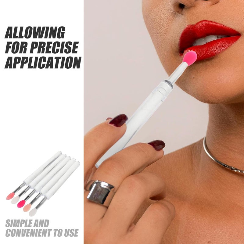 5pcs Silicone Lip Brush Set for Makeup – Reusable Lipstick Application and Lip Scrub Applicator Crystal Soft Silicone Heads and Eyeshadow Use Beauty Tool Kit for Professional - Image 3