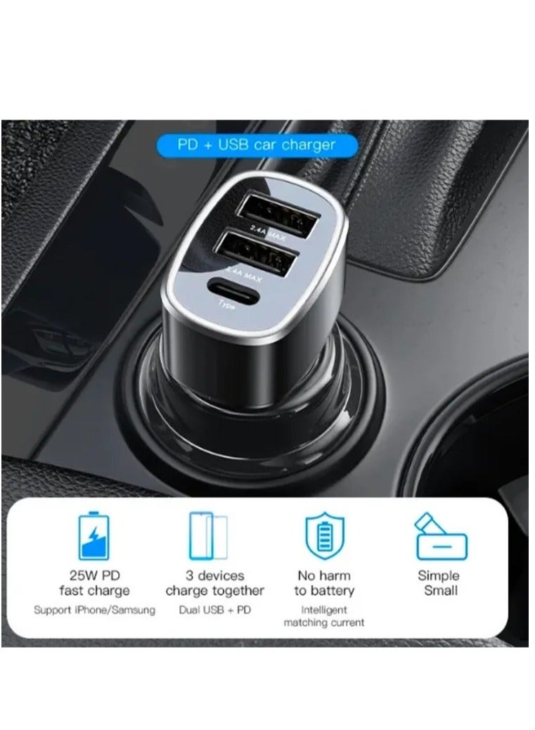 Yesido Y47 49W Double USB+Type-C/USB-C Port Car Fast Charger(Black) - Image 3