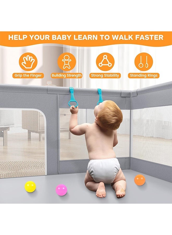 Beauenty 120x120 Baby Playpen with 2 Pull Rings - Portable Safe Indoor & Outdoor Playard & Activity Center, Baby Bumper Foam Play Fence with Breathable Mesh Sides - Image 3