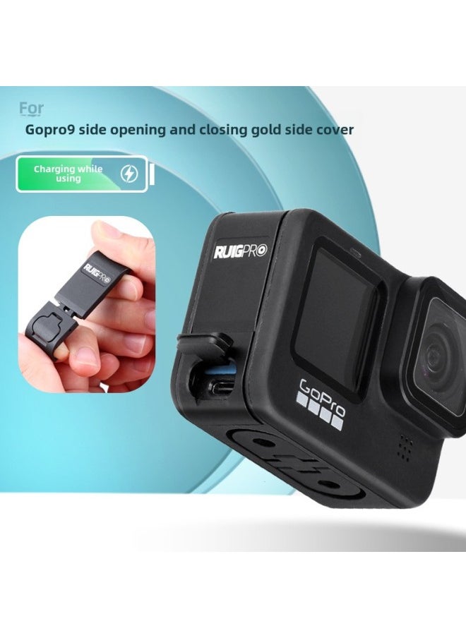 Generic Applicable To Gopro12/11/10/Universal Metal Side Cover Battery Cover Side Charging Side Opening Charging Cooling Cover-Color:9/10/11/12/13 Generation Metal Charging Side Cover  - Image 2