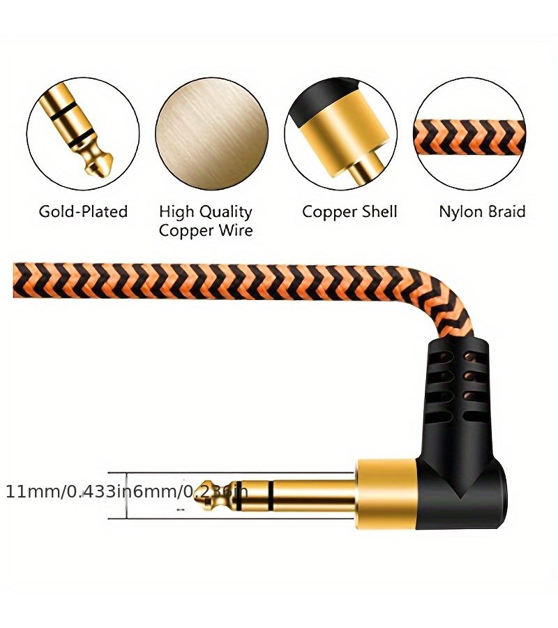 6.35mm TRS Male to Male Stereo Audio Cable 39.37 Inch for Guitar Bass Mandolin - Image 4