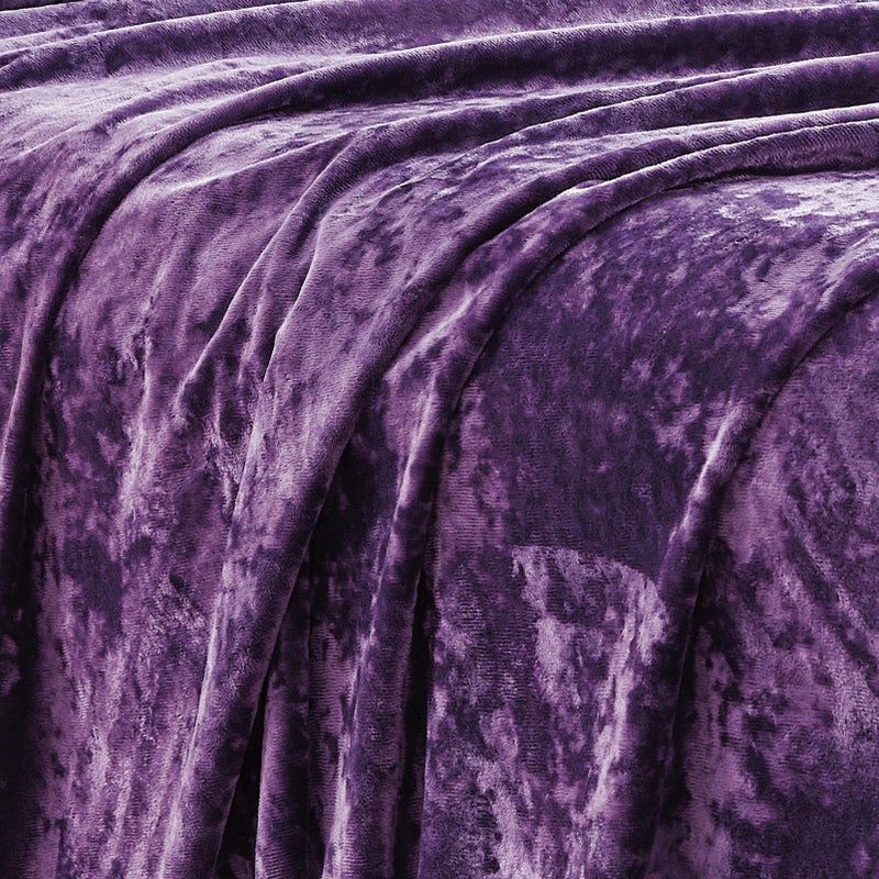 Fredsure Distressed Velvet Sheet Set, 4 Pieces Purple King, Ultra Soft, Warm - Image 3