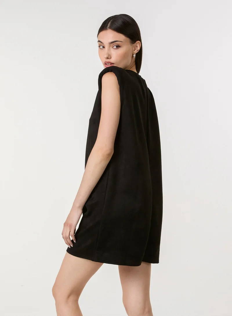 Pink Vanilla Suedette Shoulder Pads Sleeveless Dress