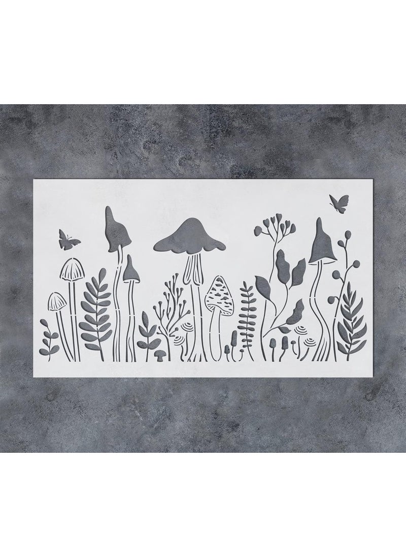 G GSS Designs GSS Designs Flower Mushroom Stencils for Painting on Wood Furniture Canvas Paper Fabric Cards Crafts 7x12Inch Wildflower Stencils for Card Making Reusable Art Stencils 
