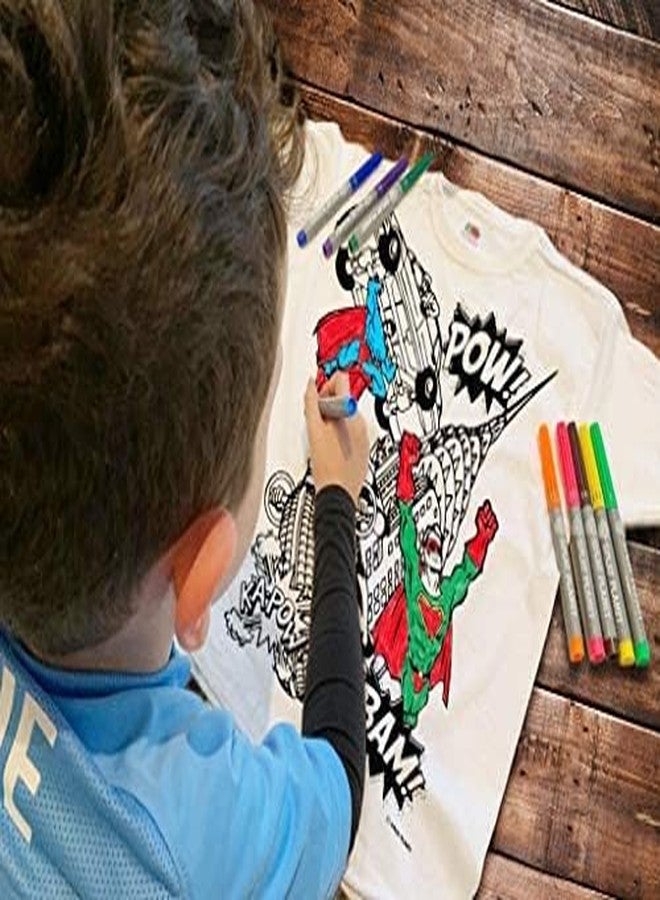 Splat Planet Color-in Sloth Jungle T-Shirt with 10 Non-Toxic Washable Magic Pens - Color in and Wash Out T-Shirt (3-4 Years) White - Image 2