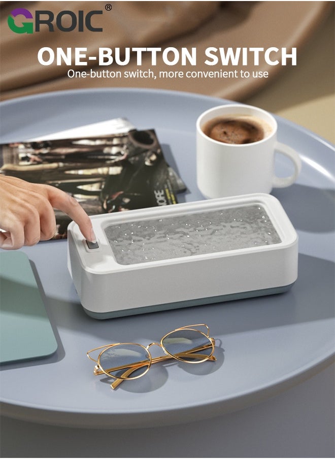 GROIC Cleaning Eyeglasses Machine 400ML, Professional Ultrasonic Jewelry Cleaner, Portable Cleaning Machine for Gold Silver Ring Earring All Jewelry Eyeglass Watches at-Home or Travel Use  - Image 5