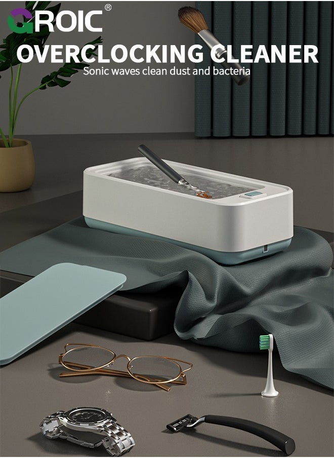 GROIC Cleaning Eyeglasses Machine 400ML, Professional Ultrasonic Jewelry Cleaner, Portable Cleaning Machine for Gold Silver Ring Earring All Jewelry Eyeglass Watches at-Home or Travel Use  - Image 3