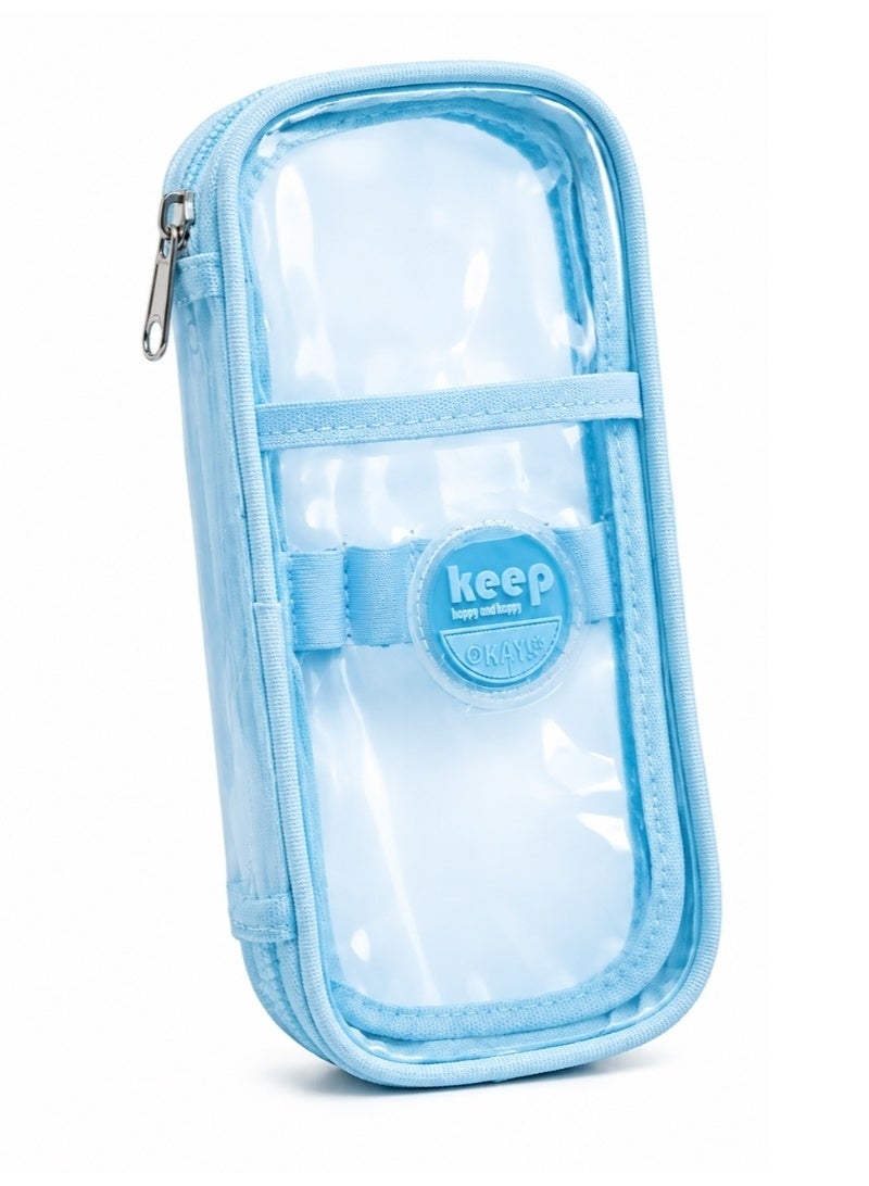Aspire Books Pencil Case – Light Blue Transparent Zipper Pencil Case - Image 2