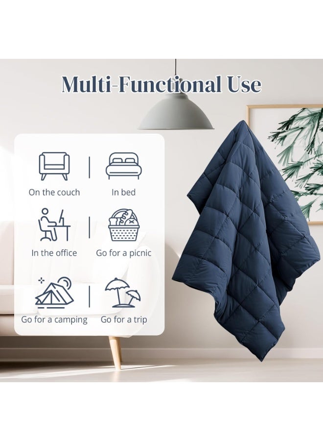 Peace nest Down Throw Blankets for Couch 50x70 Down Blanket for Indoor and Outdoor Throw Blanket use Soft Lightweight Throw Blanket Navy - Image 2