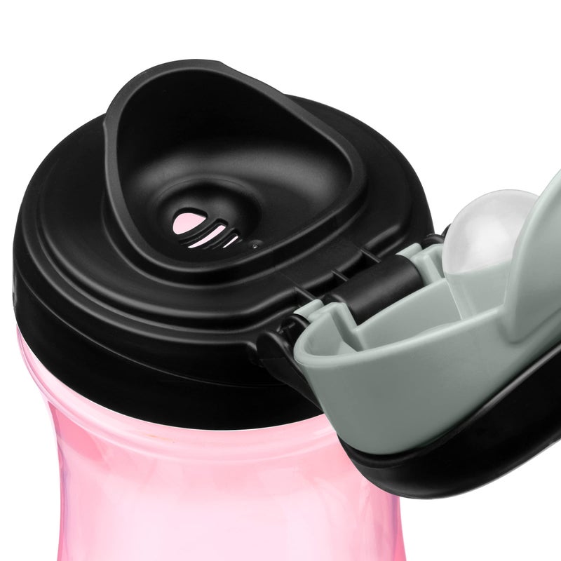 Chicco My Tumbler Open Rim Water Bottle with Free-Flow Spout 12oz.| Spill Proof when Lid is Closed | Flip-Up Carry Handle | Top-Rack Dishwasher Safe | Easy to Hold Toddler Cup | Pink | 2+ Years - Image 4