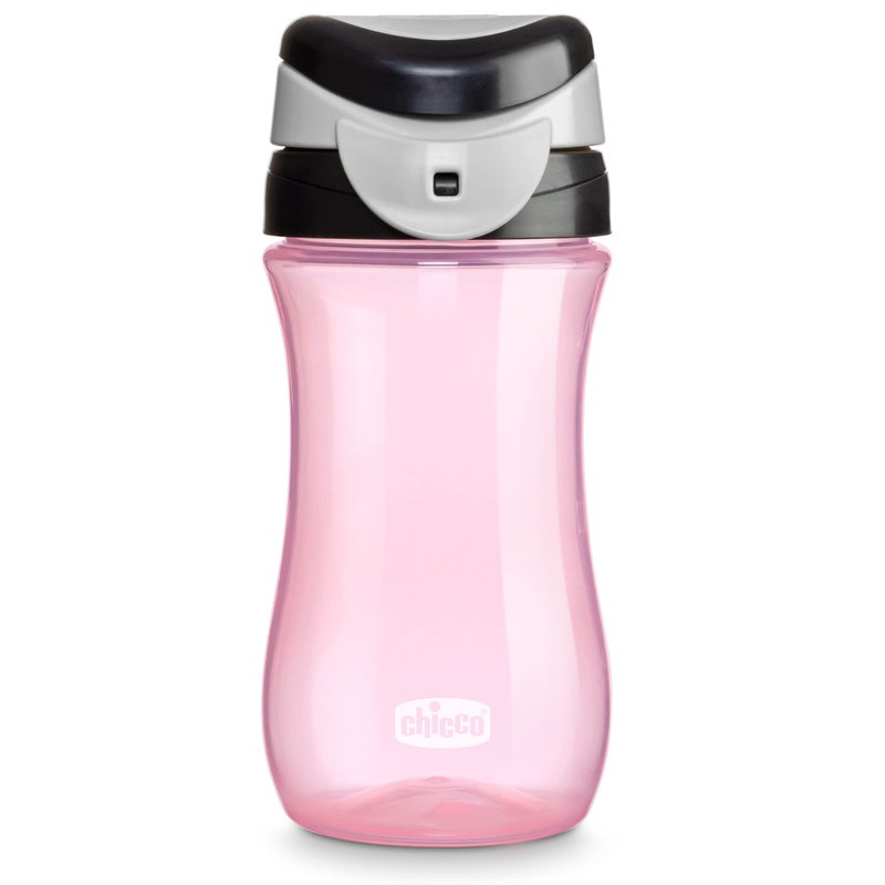 Chicco My Tumbler Open Rim Water Bottle with Free-Flow Spout 12oz.| Spill Proof when Lid is Closed | Flip-Up Carry Handle | Top-Rack Dishwasher Safe | Easy to Hold Toddler Cup | Pink | 2+ Years - Image 1
