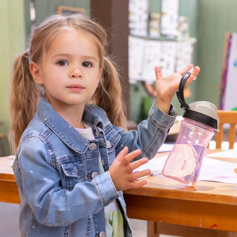 Chicco My Tumbler Open Rim Water Bottle with Free-Flow Spout 12oz.| Spill Proof when Lid is Closed | Flip-Up Carry Handle | Top-Rack Dishwasher Safe | Easy to Hold Toddler Cup | Pink | 2+ Years - Image 2