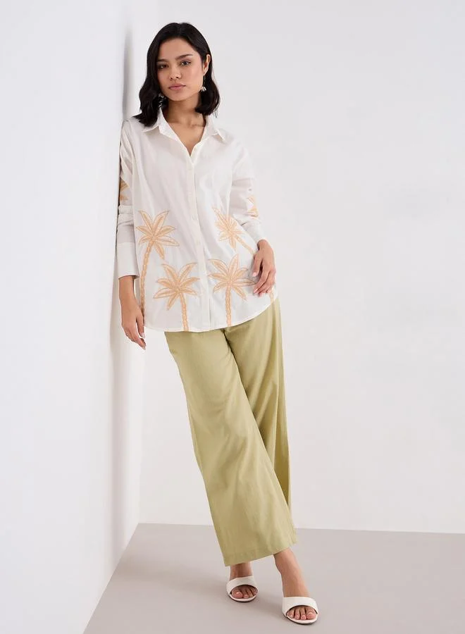 Styli Styli Green Casual Wide Leg Culottes